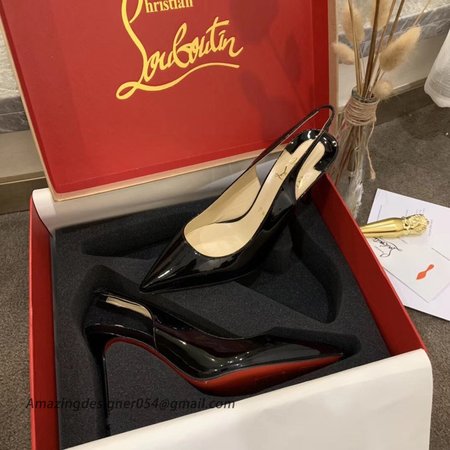 Christian Louboutin Black Patent Clare Sling 80mm Pumps