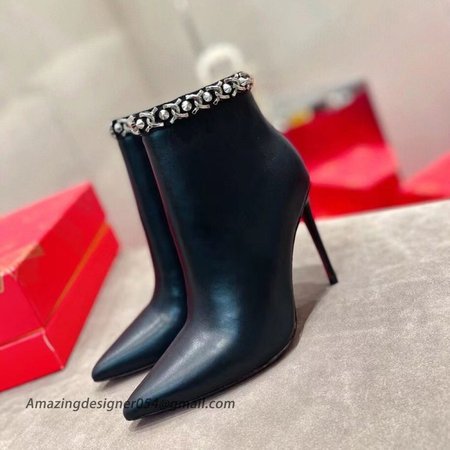 Christian Louboutin Booty Chain Boots 100 In Black Leather