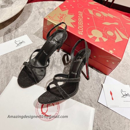 Christian Louboutin Emilie 100MM Sandals In Black Glittered Leather