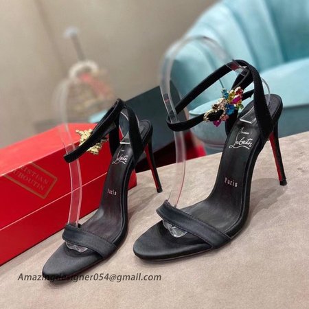 Christian Louboutin Goldie Joli 100mm Sandals In Black Satin