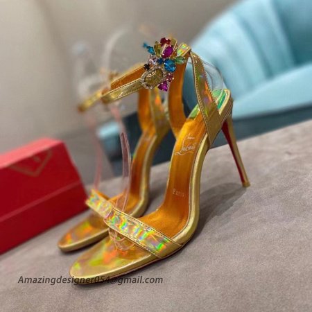 Christian Louboutin Goldie Joli 100mm Sandals In Gold Patent Leather