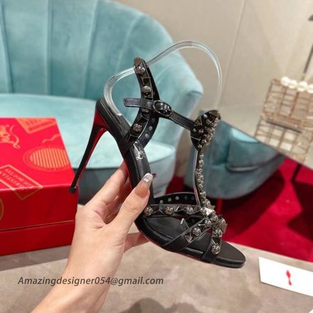 Christian Louboutin Goldora 100mm Black Sandals with Spikes