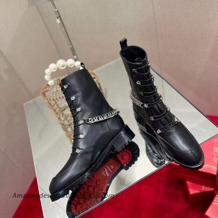 Christian Louboutin Horse Ankle Boots In Black Leather