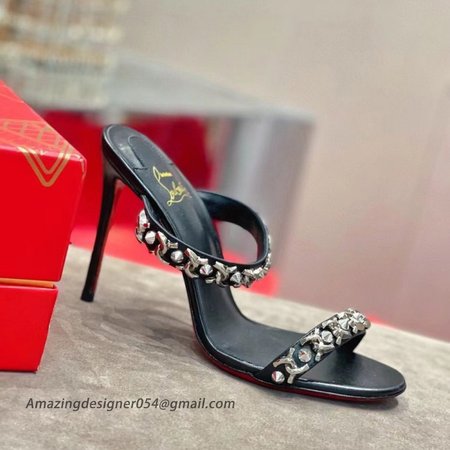 Christian Louboutin Just Chain 85mm Sandals In Black Leather