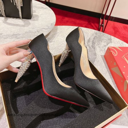 Christian Louboutin Lipstrass Pumps 100mm In Black Satin