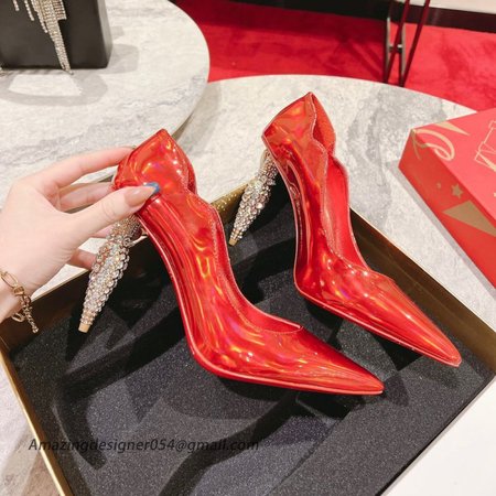 Christian Louboutin Lipstrass Pumps 100mm In Red Patent Leather