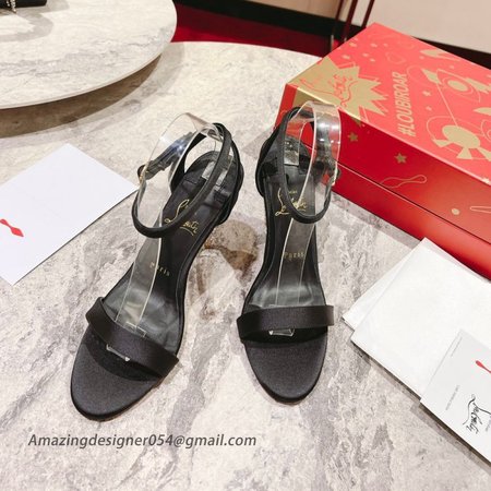 Christian Louboutin Lipstrass Queen Sandals 100mm In Black Satin