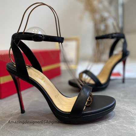 Christian Louboutin Loubi Queen 100mm Sandals In Black Lambskin