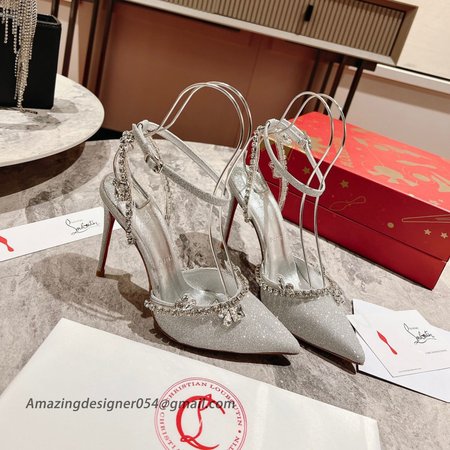 Christian Louboutin Marykate Queen 100MM Pumps In Silver Glittered