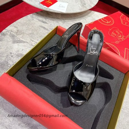 Christian Louboutin Me Dolly 100mm Mules In Black Patent Leather