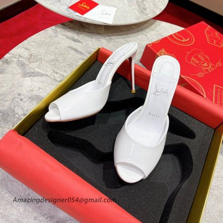 Christian Louboutin Me Dolly 100mm Mules In White Patent Leather