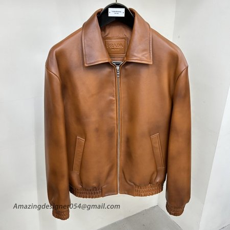 Prada Oversized nappa leather bomber jacket Caramel