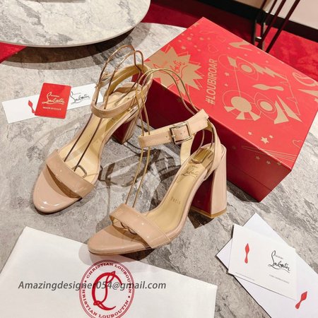 Christian Louboutin Miss Sabina 85MM Sandals In Beige Patent Leather