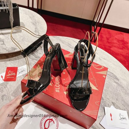 Christian Louboutin Miss Sabina 85MM Sandals In Black Patent Leather