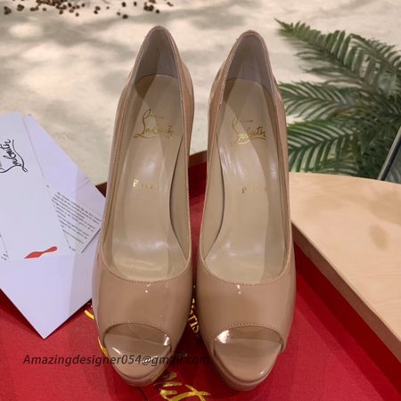 Christian Louboutin Nude Patent Fetish Peep 130mm Pumps