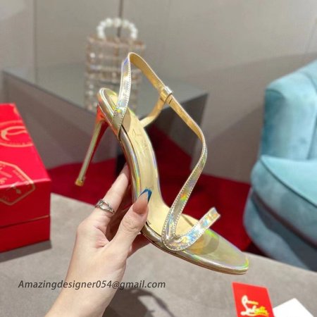 Christian Louboutin Rosalie 100mm Sandals In Gold Patent Psychic