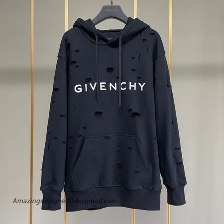 Givenchy hoodie in fleece with destroyed effect black