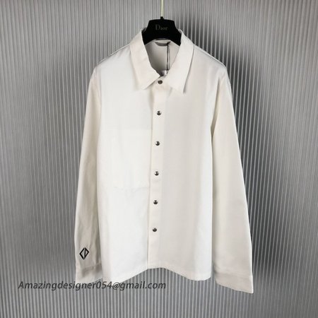 CD Diamond Overshirt White Cotton Blend Twill