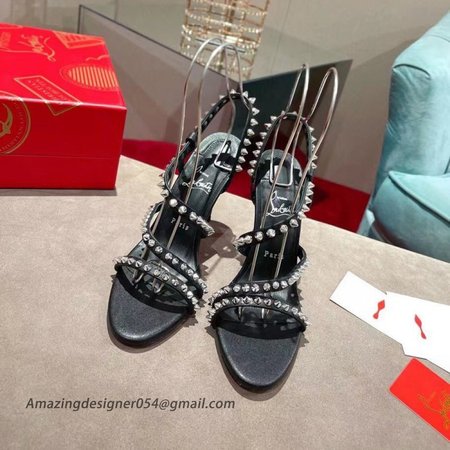 Christian Louboutin Spikita Strap 100mm Sandals In Black Leather