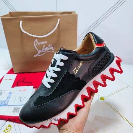 Christian Louboutin Women's Loubishark Sneakers In Black Leather