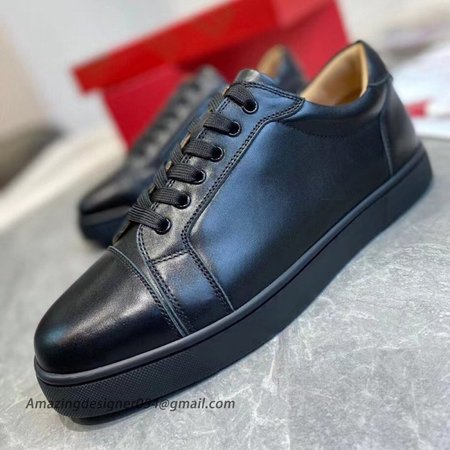 Christian Louboutin Women's Vieira Flat Sneakers In Black Leather