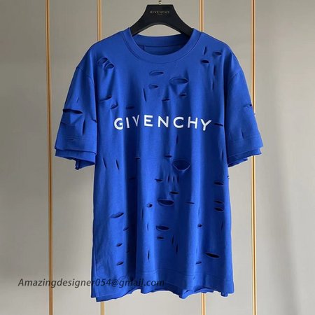 Givenchy Archetype oversized t-shirt with destroyed effect Blue