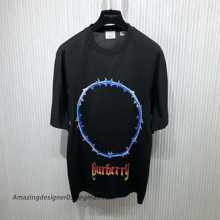 BUR Thorn and Logo Print Cotton Oversized T-shirt Black