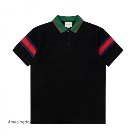 Gucci Cotton jersey polo shirt ?with web 713997 Black