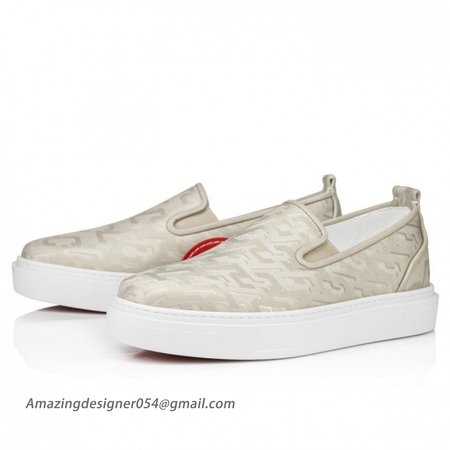 Christian Louboutin Adolon Boat Sneakers Nylon Albatre