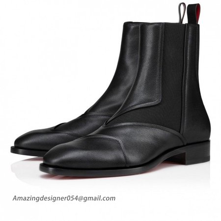 Christian Louboutin Boabi Chelsea Boots Calf Leather Petit Grain Black