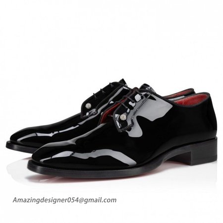 Christian Louboutin Chambeliss Night Strass Derbies Patent Calf Leather Black