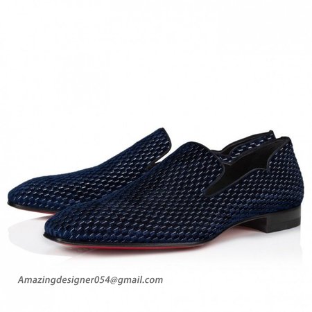 Christian Louboutin Dandy Chick Loafers Velvet Navy