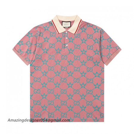 Gucci GG and stars stretch cotton polo Pink