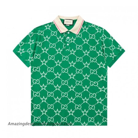 Gucci GG and stars stretch cotton polo Green