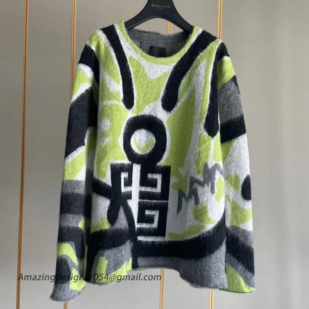 Givenchy Graffiti Pattern Knit Jumper Green