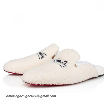 Christian Louboutin Navy Coolito Man White Wool Sandal