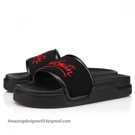 Christian Louboutin Navy Pool Black Neoprene Flip Flop