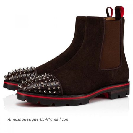 Christian Louboutin Boot Melon Spikes Dark Brown Calf