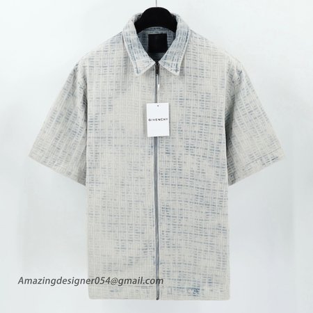 Givenchy 4G blue logo-jacquard denim shirt