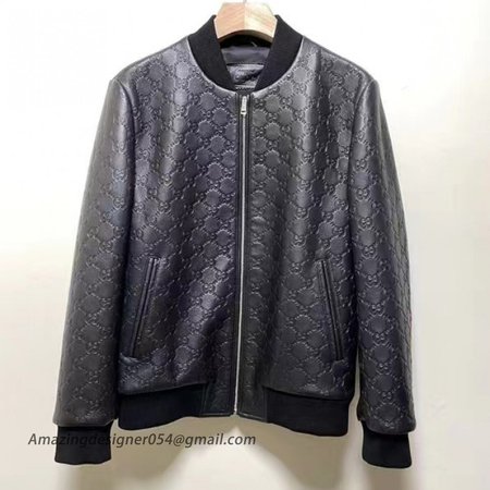 Gucci GG leather bomber jacket ?673925