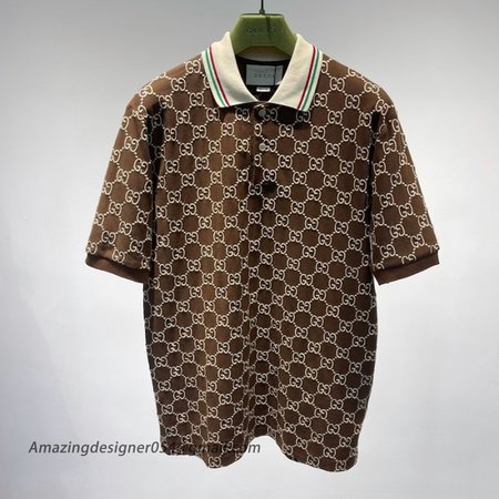 Gucci GG Stretch Cotton Polo Brown