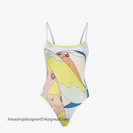 Fendi Multicolor Lycra One-Piece Swimsuit white