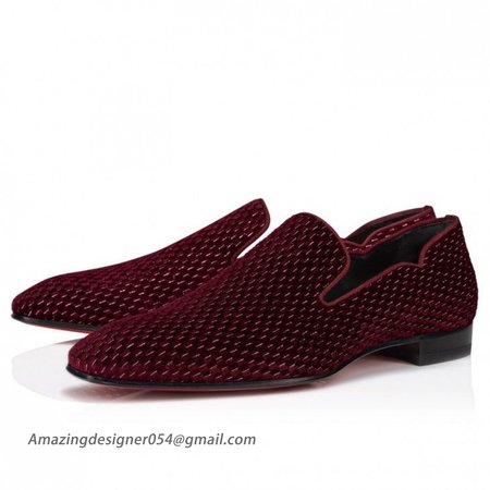 Christian Louboutin Dandy Chick Loafers Velvet Bordeaux