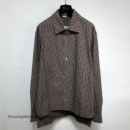 Brown and Black Dior Oblique Kasuri Cotton Denim Overshirt