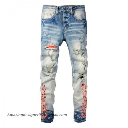 Amiri Bandana Flame Jean Clay Indigo Orange