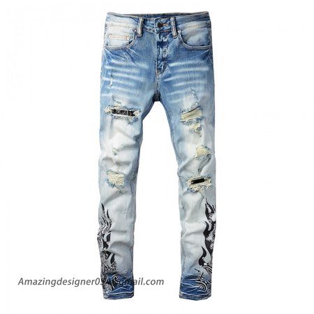 Amiri Bandana Flame Jean Clay Indigo Black