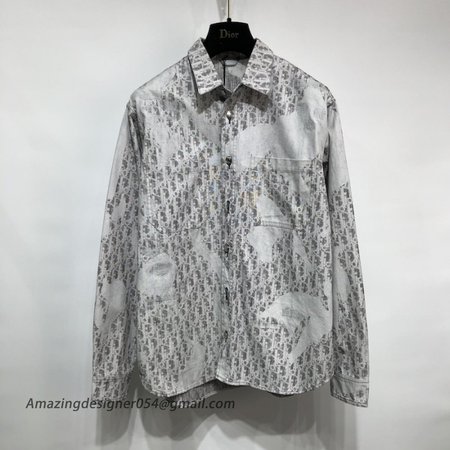 Black and White Dior Oblique Kasuri Cotton Denim Overshirt