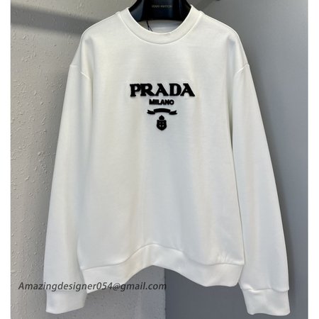 Prada Oversized cotton jersey logo sweatshirt White