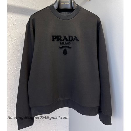 Prada Oversized cotton jersey logo sweatshirt Black