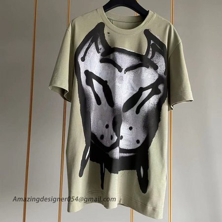 Givenchy Oversized t-shirt with tag effect dog print Green